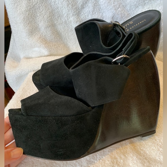 NEW 11 Loeffler Randall x SUNO Estrella Black Suede Platform slingback sandal - Picture 4 of 7